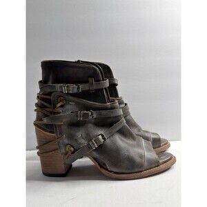 Freebird Boho-Western-Steampunk Peep-toe Distressed Leather Carter Boots sz12